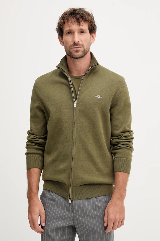 

Хлопковый кардиган Gant, зеленый