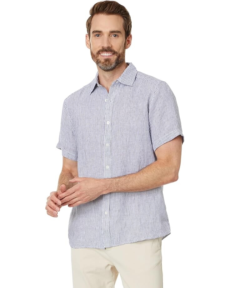

Рубашка Vineyard Vines Stripe Linen Shirt, цвет Nautical Navy Stripe
