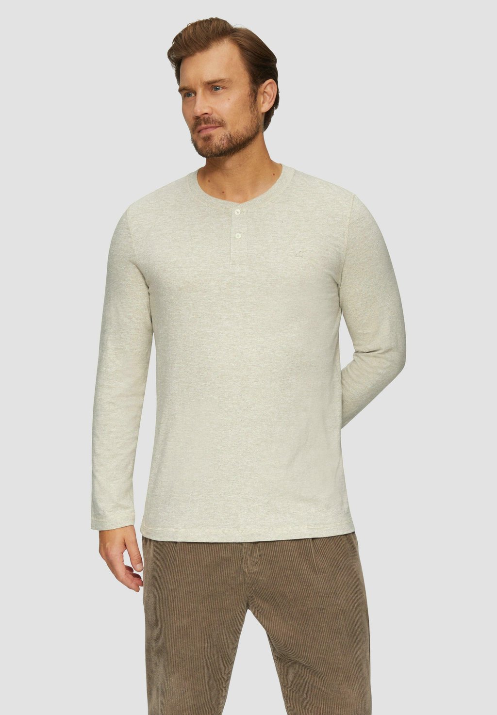 

Топ с длинными рукавами MELIERTES LONGSLEEVE MIT HENLEY-AUSSCHNITT s.Oliver, бежевый