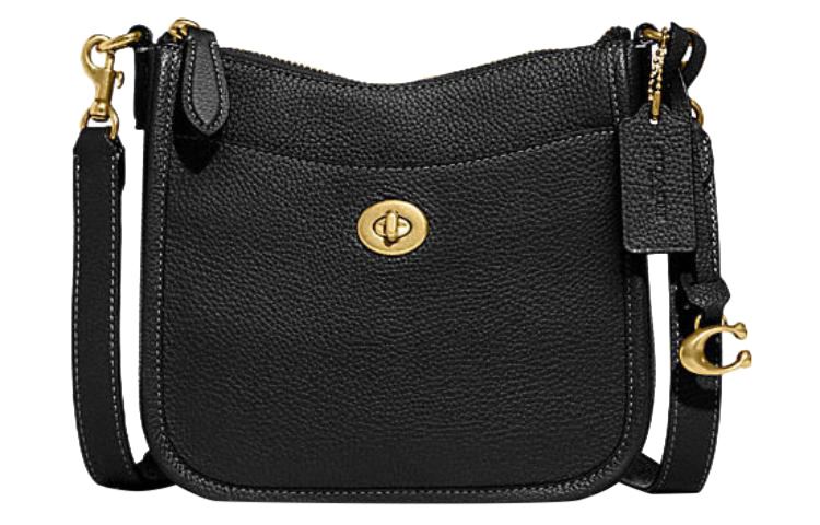 

Сумка через плечо Chaise Glossy из гладкой телячьей кожи маленького размера для женщин черный цвет COACH