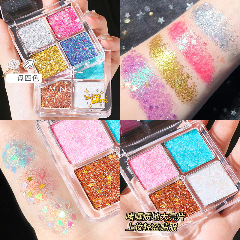 Тени для век Stage Makeup, легко растушевываются, блестящее металлическое покрытие, глиттер Chunky Glitter, 6 г MINSHZEE — фото 4