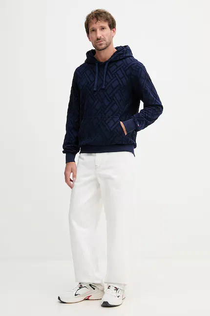 Худи мужское с геометрическим принтом SUMMER Tommy Hilfiger, синий — фото 2