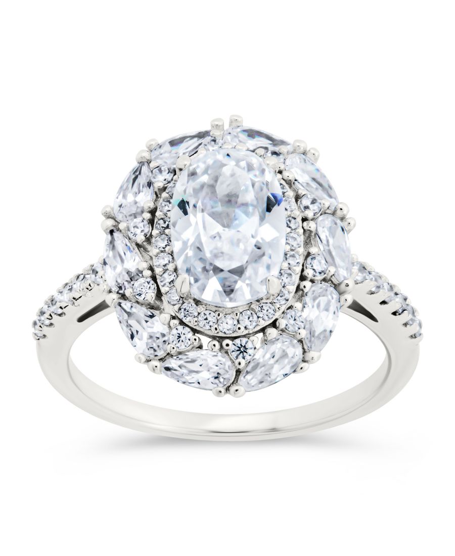 

Кольцо Калли с овальной оправой из кубического циркония Sterling Forever, Silver