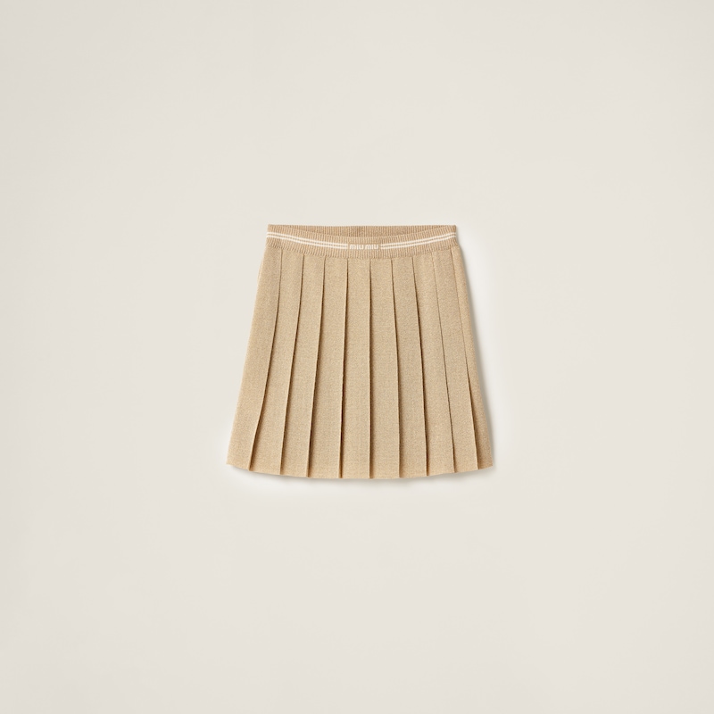 

Короткая юбка из ламе Miu Miu, золотой