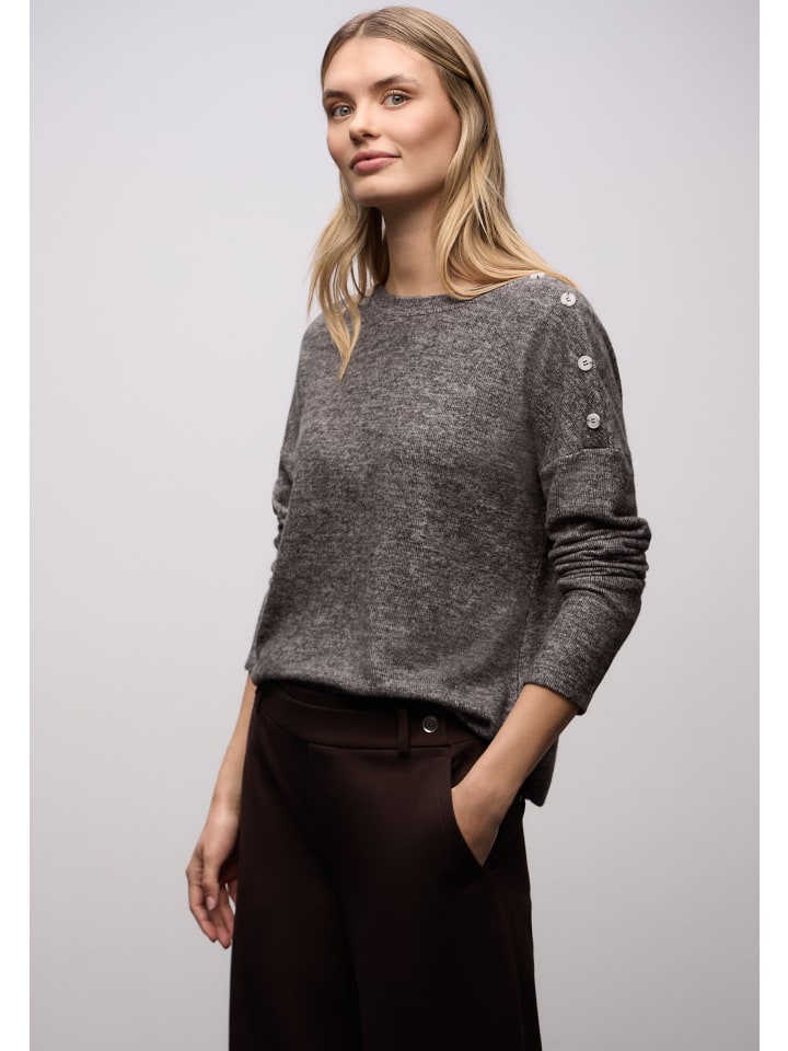 

Street One «Мягкая футболка на пуговицах» коричневого цвета, Коричневый, Street One «Мягкая футболка на пуговицах» коричневого цвета