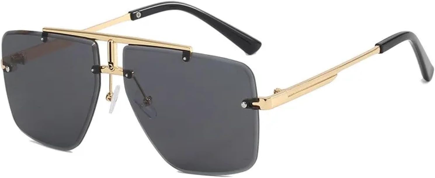 

Солнцезащитные очки с защитой от УФ-излучения UV400 | Безободковая оправа с двойной перемычкой и металлическим каркасом | Для женщин и мужчин, для занятий спортом на открытом воздухе и вождения DSVIGF, Gold Black