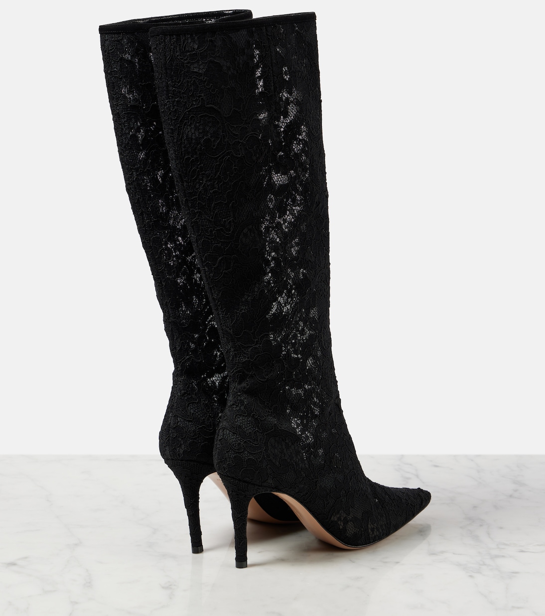 Сапоги Claudia 85 со шнуровкой до колена Gianvito Rossi, Black+Black+Black — фото 2