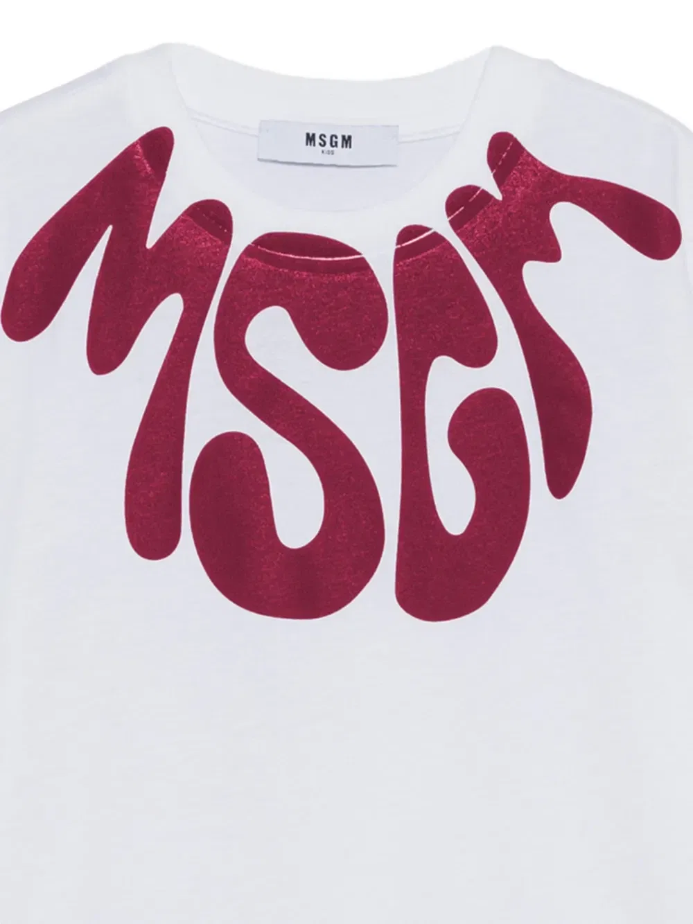 Хлопковая футболка со слоем с декором из логотипа Msgm Kids, белый — фото 3