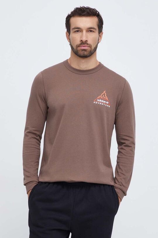 

Хлопковый топ с длинными рукавами adidas Originals, коричневый