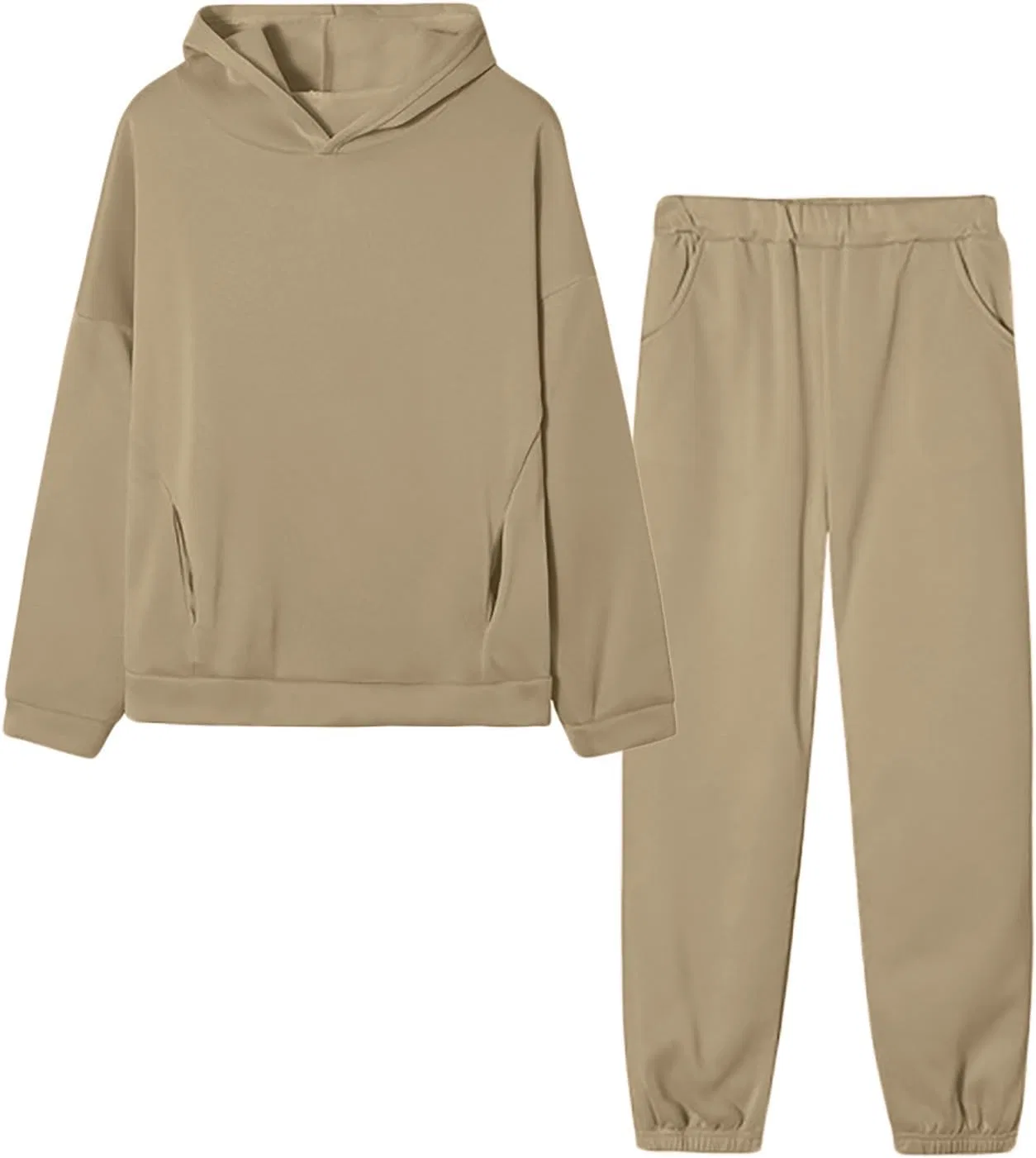 Спортивный костюм из флиса, худи и штаны, Beige