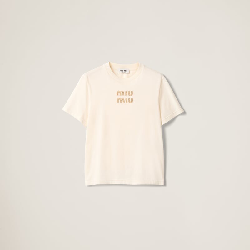 

Футболка из джерси Miu Miu, бежевый