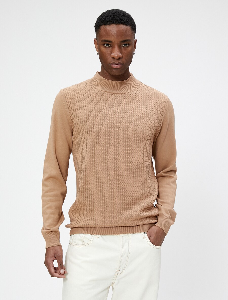 

Свитер Koton Sweatshirt Standkragen Texturiert Sweater, бежевый