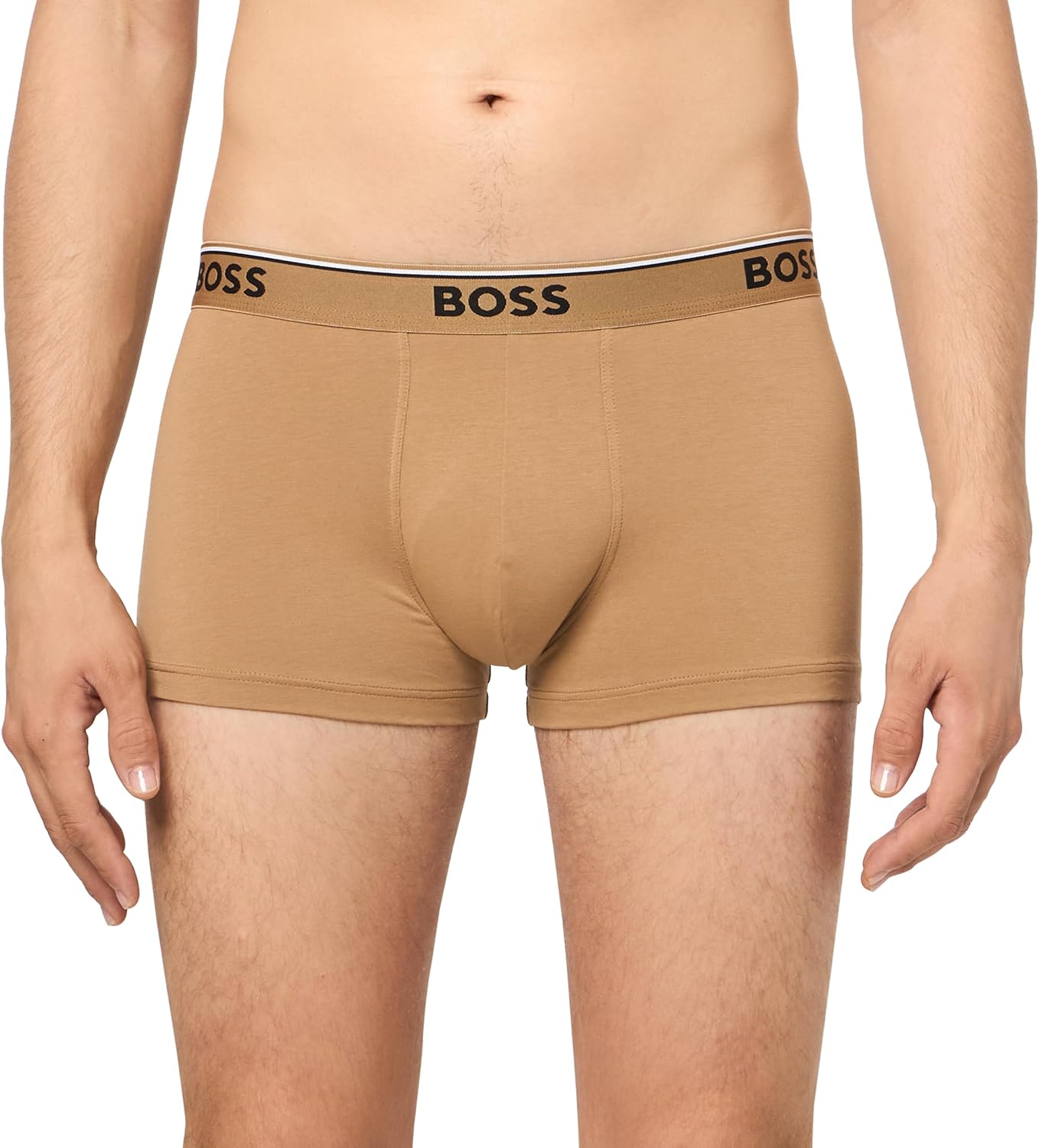 BOSS мужские трусы 3 шт, разноцветные, с крупным логотипом, Black/Camel/White Bone — фото 2