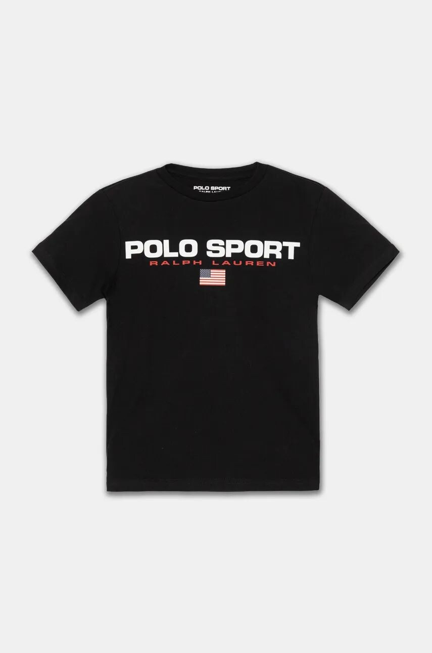 

Детская хлопковая футболка Polo Ralph Lauren, черный