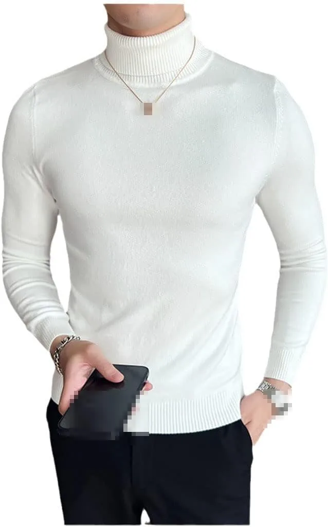 

Мужской зимний свитер Slim Fit Turtleneck, теплый вязаный пуловер Hamthuit