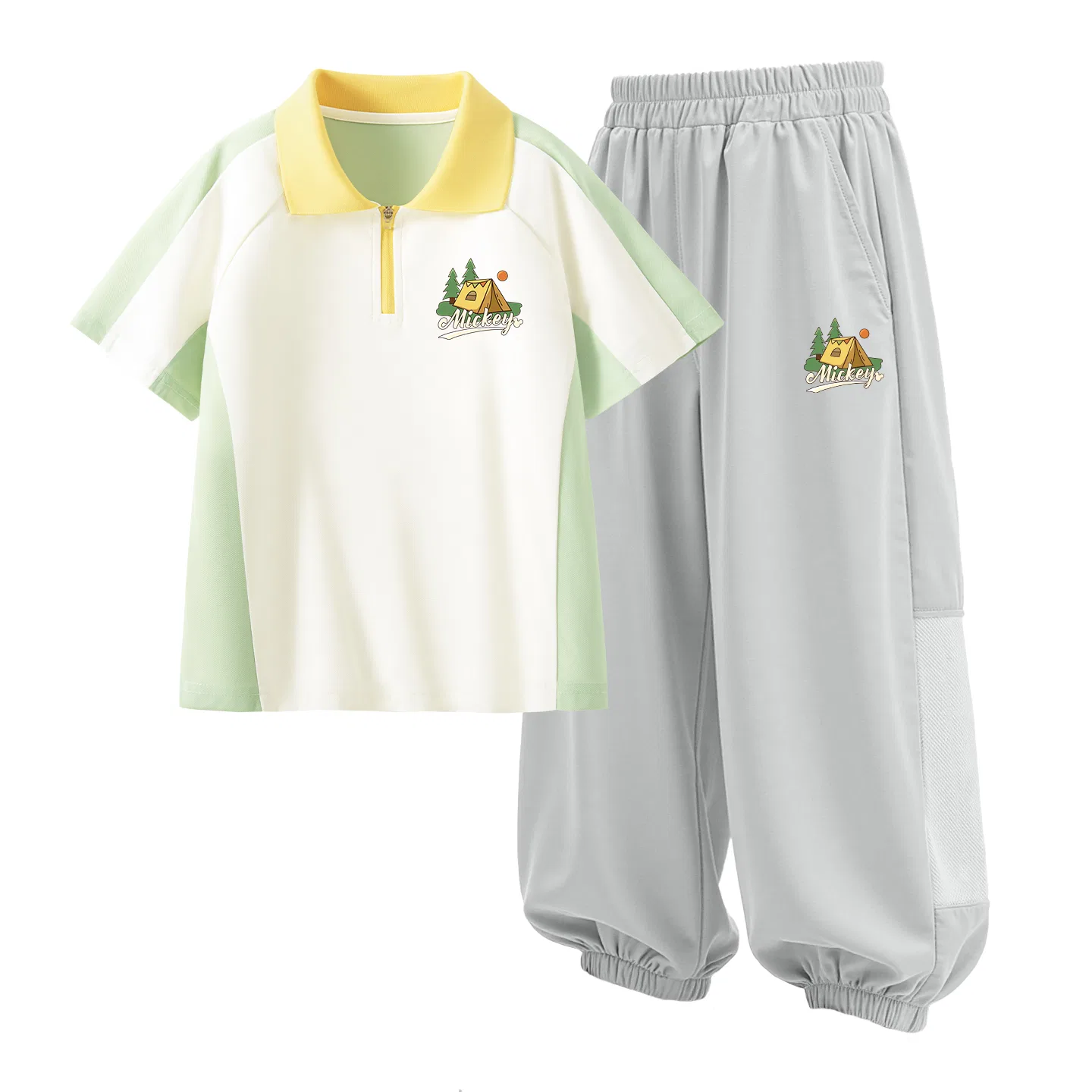 Детский спортивный костюм Casual Sportswear 2 Piece Set Disney, Coconut Mickey K Vanilla Green+Coconut Mickey K Misty Gray — фото 4