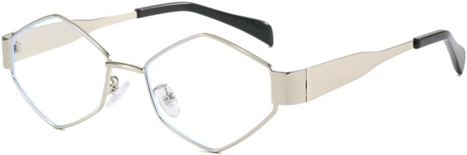 

Винтажные панк-солнцезащитные очки в металлической оправе с многоугольными линзами для женщин и мужчин, для вождения, с прозрачными линзами и защитой от УФ-излучения UV400 KTUCN, Silverclear