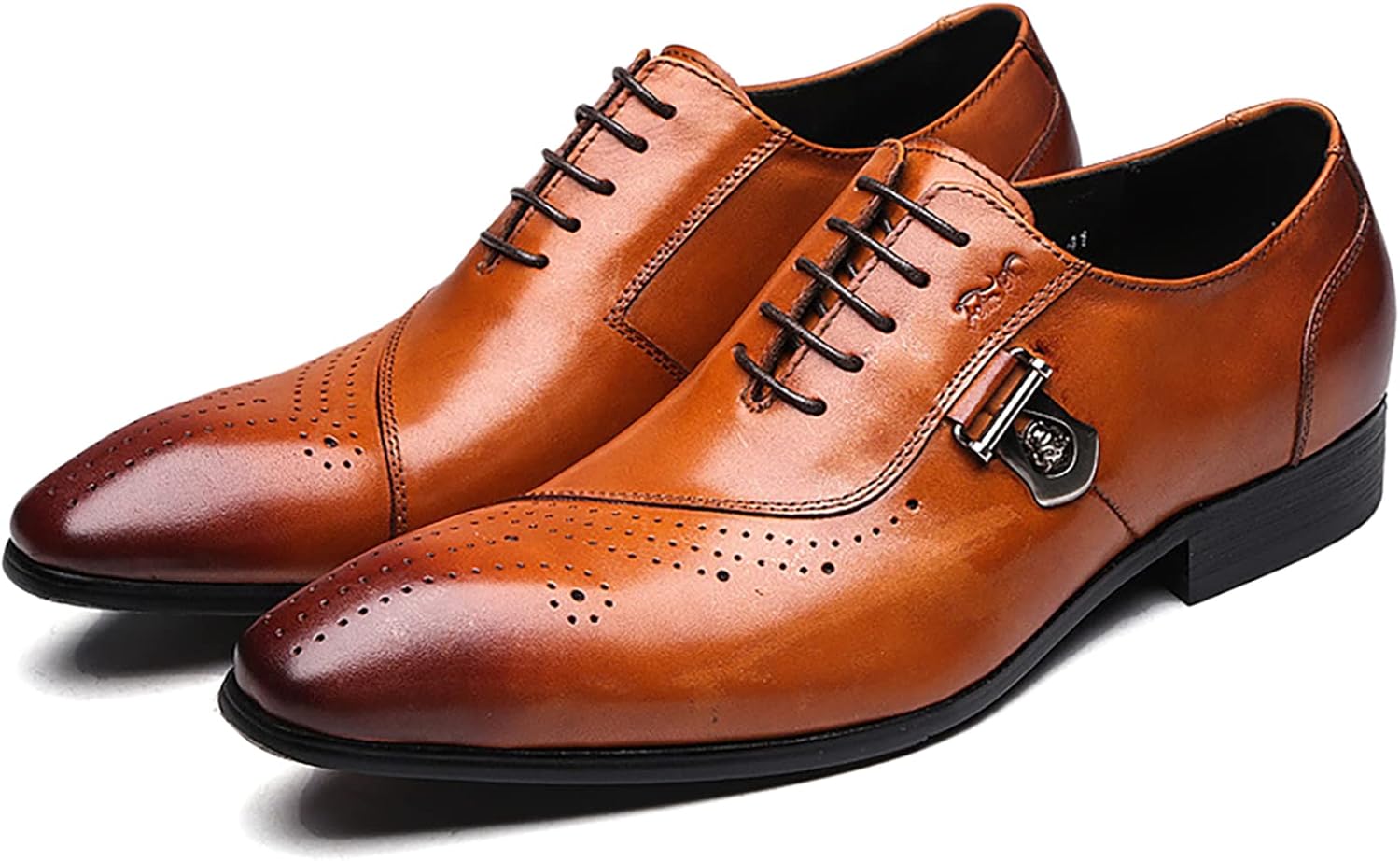 

Мужские броги с заостренным носком, повседневные классические туфли, свадебные формальные оксфорды на шнуровке, дерби с крылышками из коровьей кожи, коричневые-46 Generic