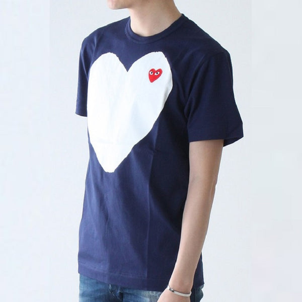 Футболка white heart t-shirt 'navy' Comme Des Garcons Play, синий — фото 4