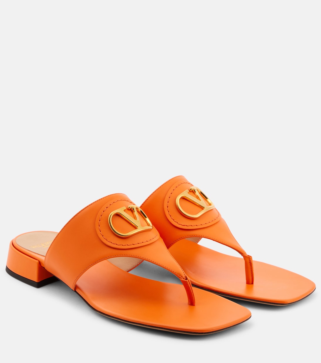 Кожаные босоножки с ремешками VLogo Signature Valentino Garavani, Pumpkin