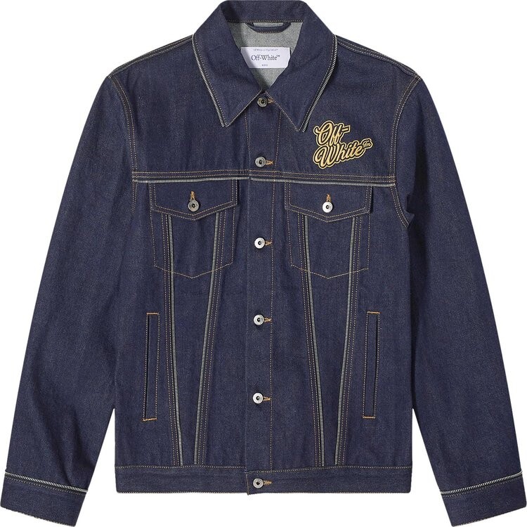 

Куртка Off-White 90s Logo Skate Denim 'Raw Blue/Gold', синий