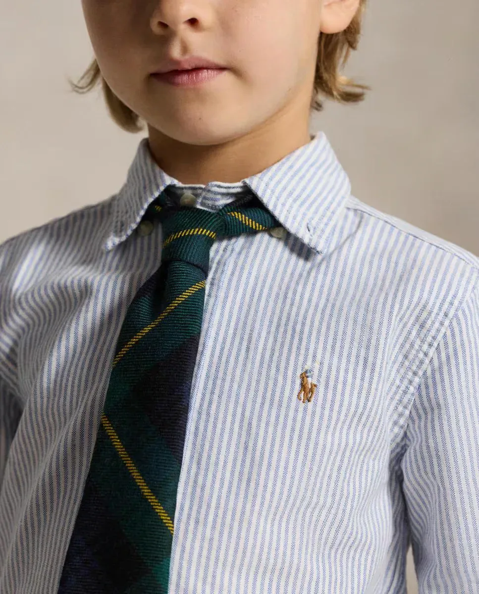 Детская рубашка из хлопка Oxford с вышитой лошадью Polo Ralph Lauren, светло-голубой — фото 3