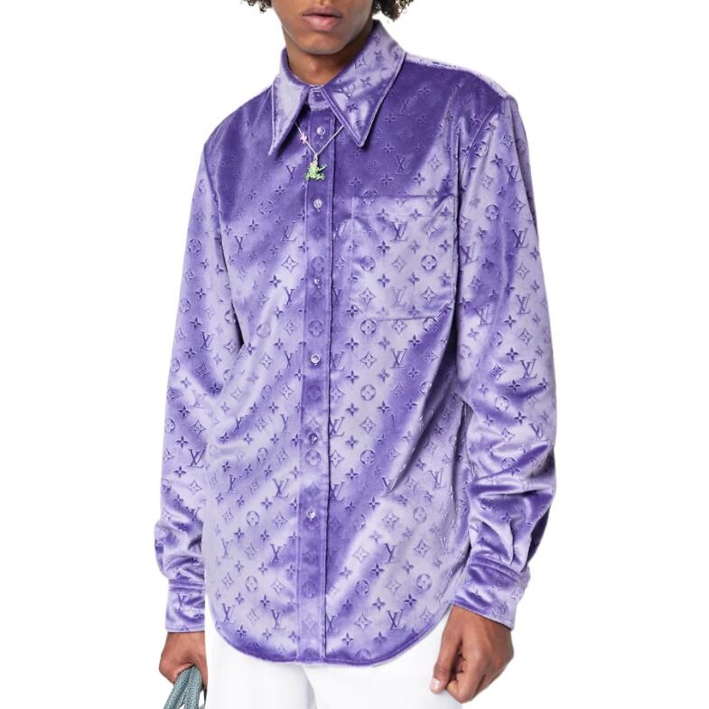 Новые квартальные продукты LV Shirt Men Purple Louis Vuitton, фиолетовый — фото 2