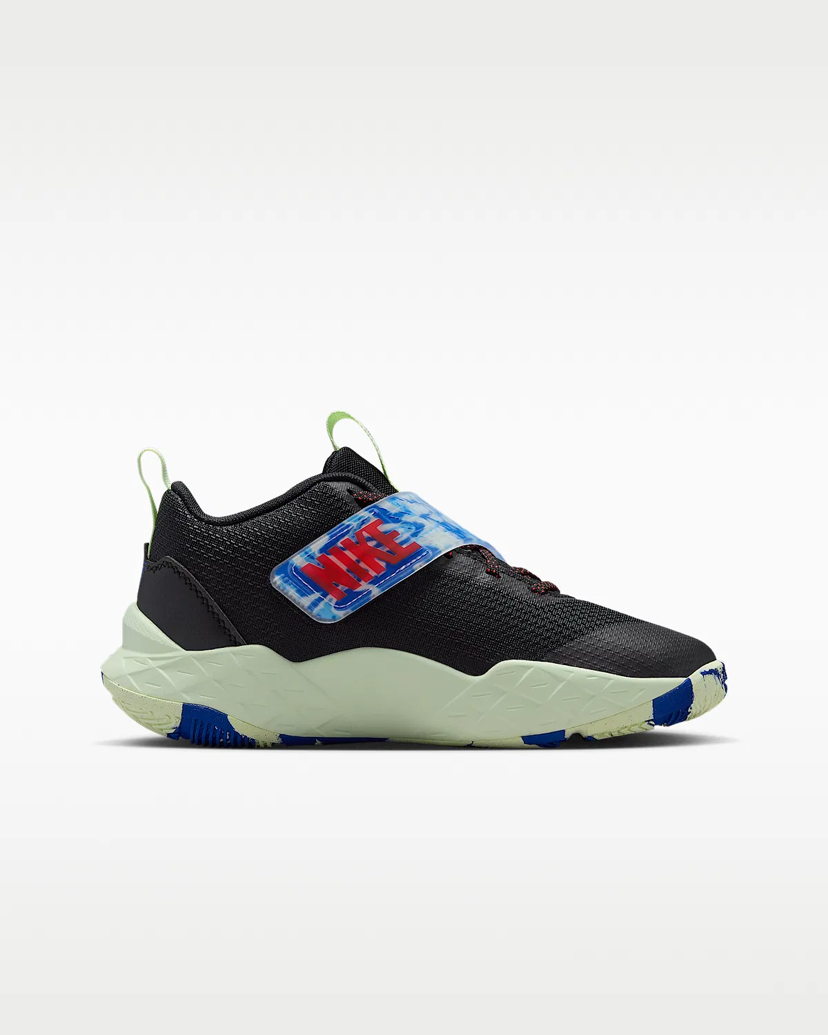Детские баскетбольные кроссовки Nike Team Hustle D 12, Black/Game Royal/Volt Tint/Bright Crimson — фото 3