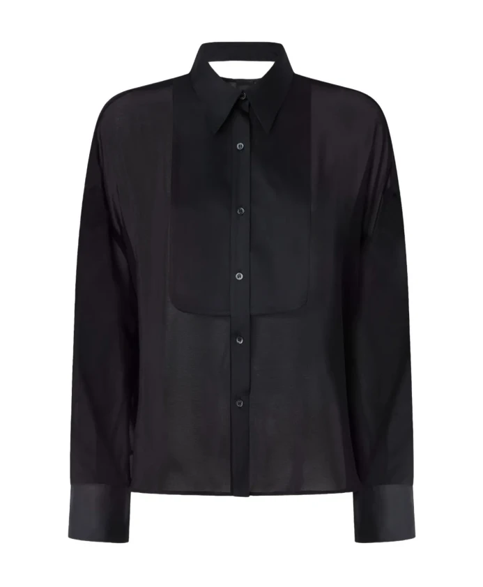 

Черная лимузинная блузка из жоржета Pinko, черный