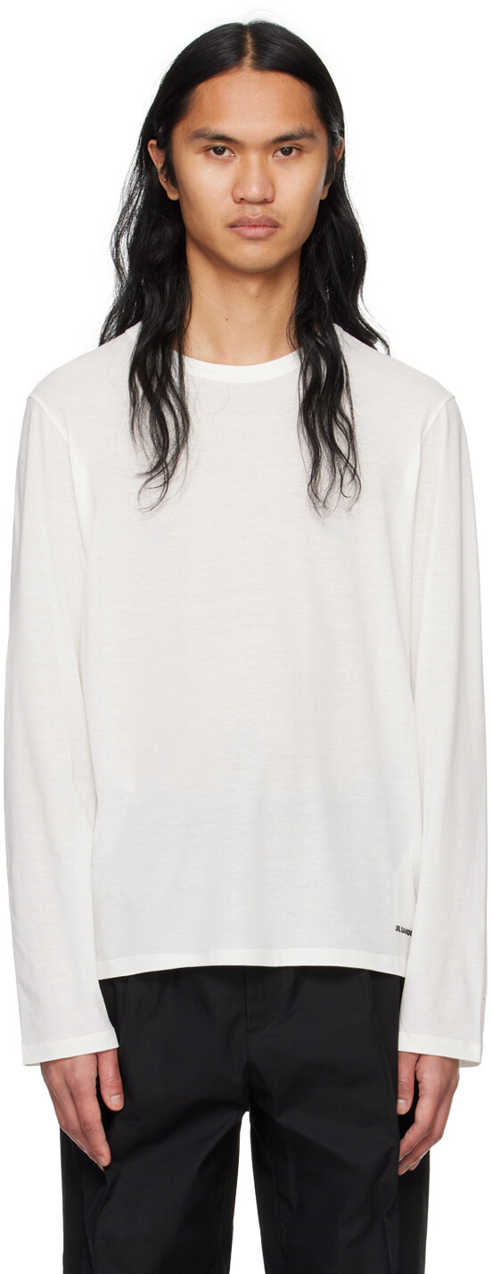 

Белая футболка с длинным рукавом с круглым вырезом Jil Sander