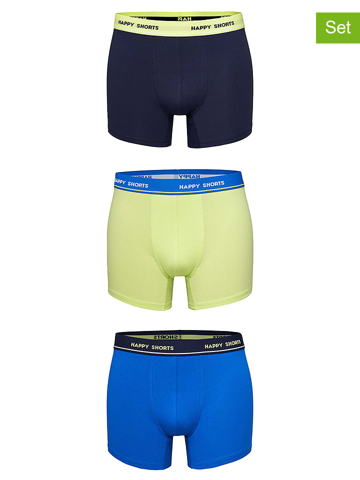 

Happy Shorts Комплект из 3 штук: боксерские шорты желтого/синего/темно-синего цвета