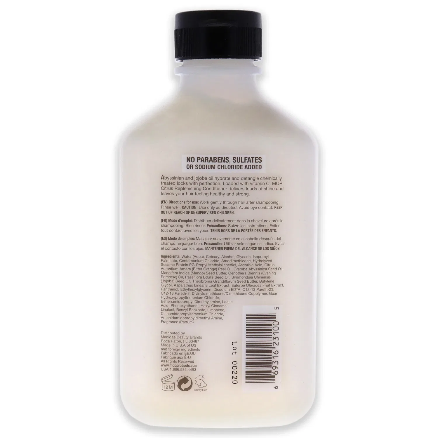 Восстанавливающий кондиционер с цитрусовыми нотками от MOP для мужчин и женщин - 240 мл, белый — фото 2