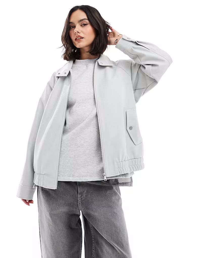 

Куртка-бомбер из искусственной кожи ASOS DESIGN цвета шалфея
