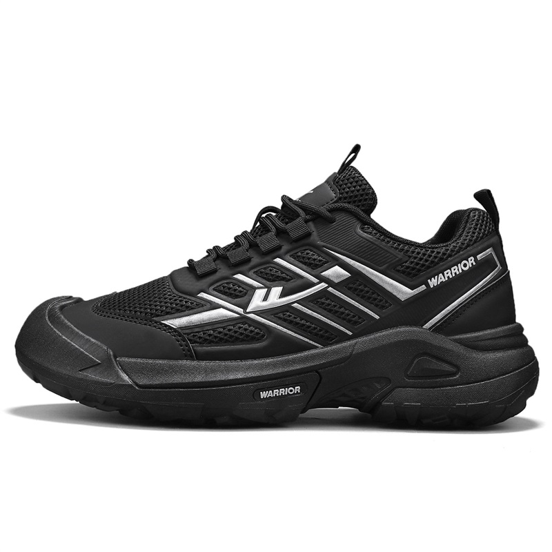 

WARRIOR Абразивостойкие дышащие кроссовки для походов мужские low top Black Silver