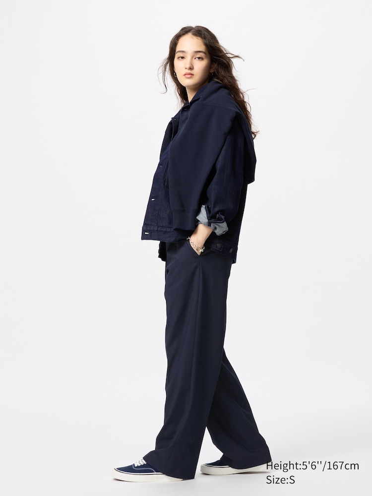 

Широкие брюки со складками Uniqlo, цвет 69 синий