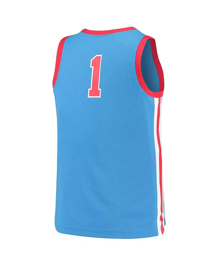 Мужская баскетбольная реплика джерси Ole Miss Rebels №1 в светло-голубом цвете Nike — фото 4