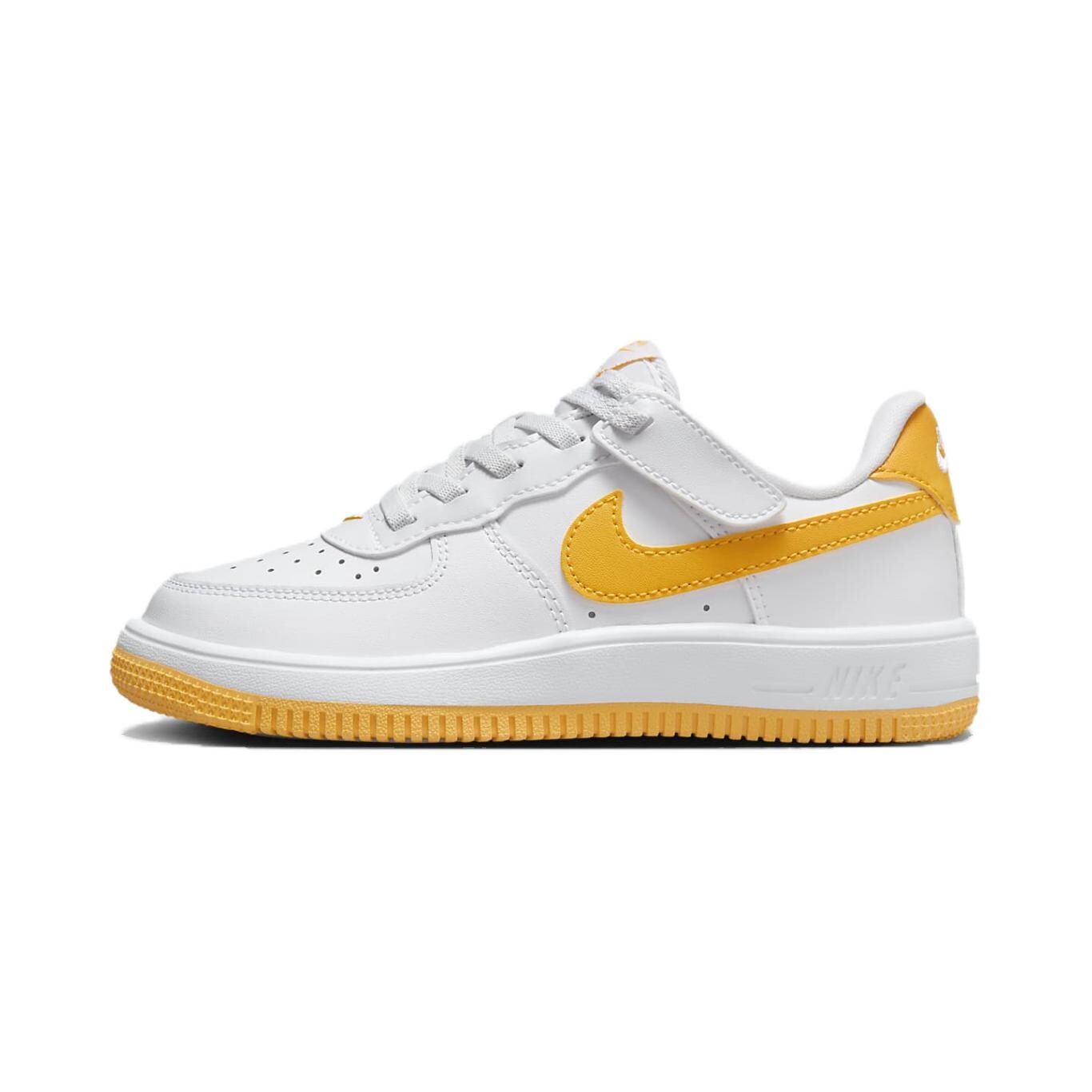 

Кроссовки для скейтбординга Air Force 1 Kids PS Low-top белые/золотые Nike, белый/золотой