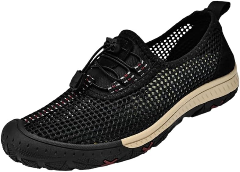 

Мужские лоферы большого размера - сетчатые, дышащие, удобные повседневные туфли, подходящие для ежедневной носки летом Fusecottc, черный