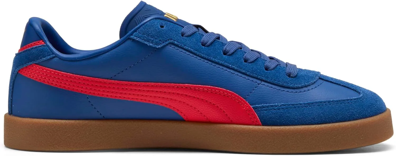 Мужские замшевые кроссовки PUMA Club II Era на шнуровке, повседневные - синие, красный — фото 3