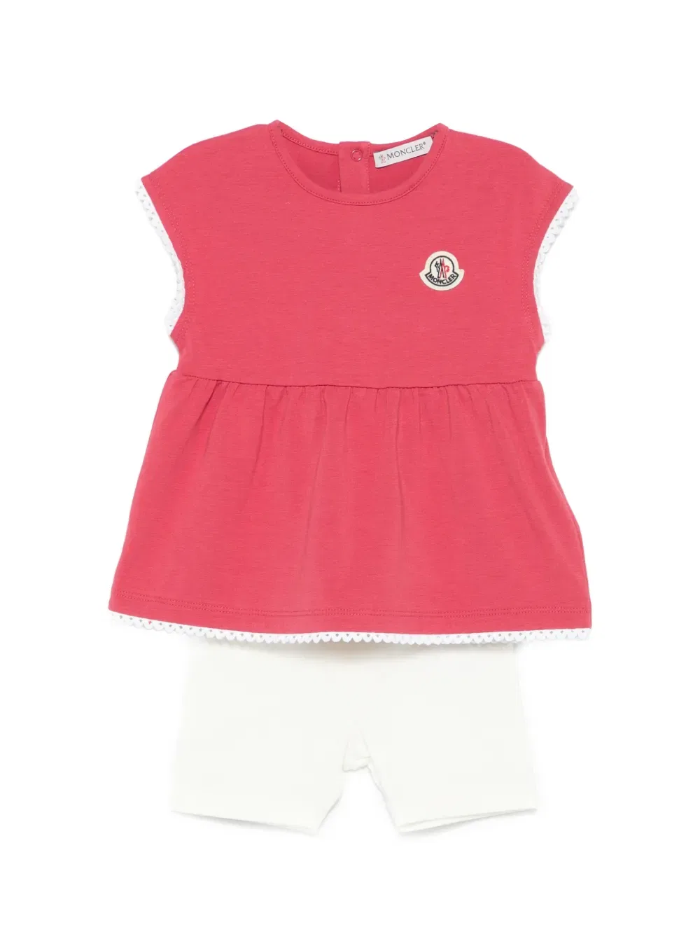 Платье с контрастной отделкой Moncler Enfant, розовый