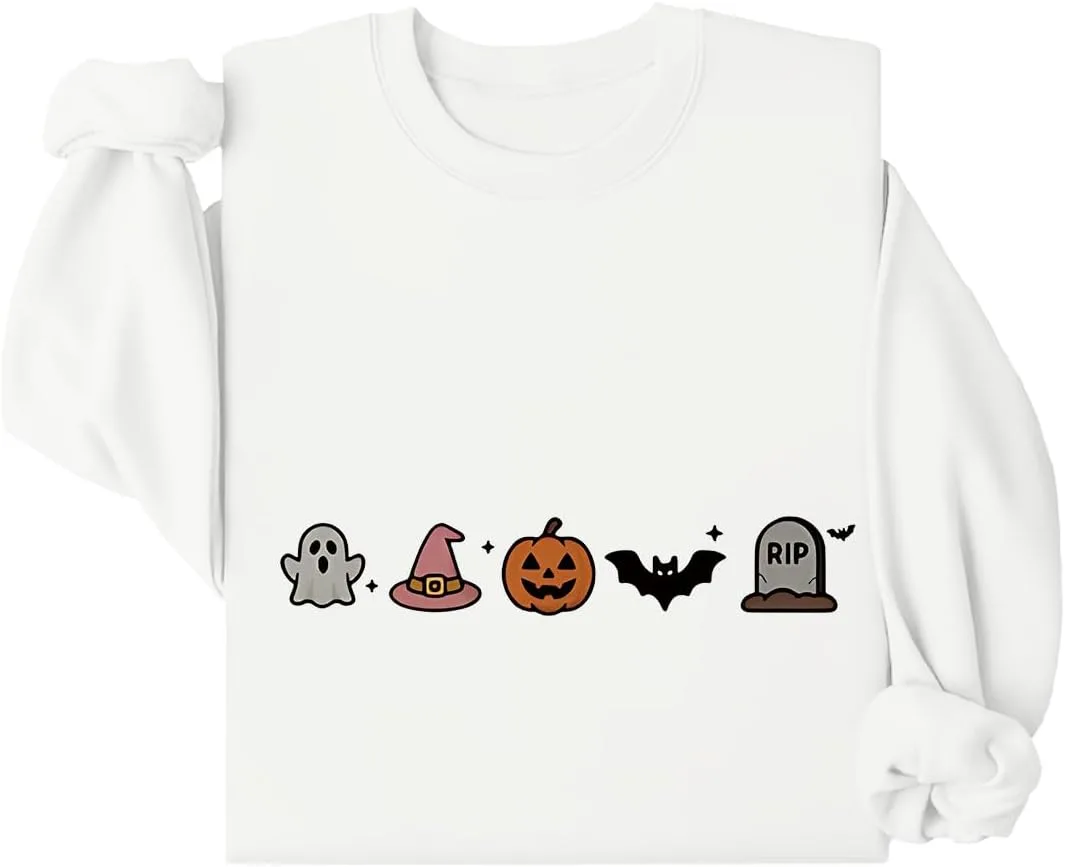 

Свитшот с принтом тыквы и летучей мыши на Хэллоуин