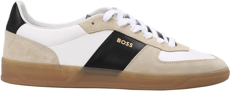 Мужские кроссовки BOSS Brandon Tenn из замши и кожи с фольгированным логотипом. Размер, Open Beige. — фото 2
