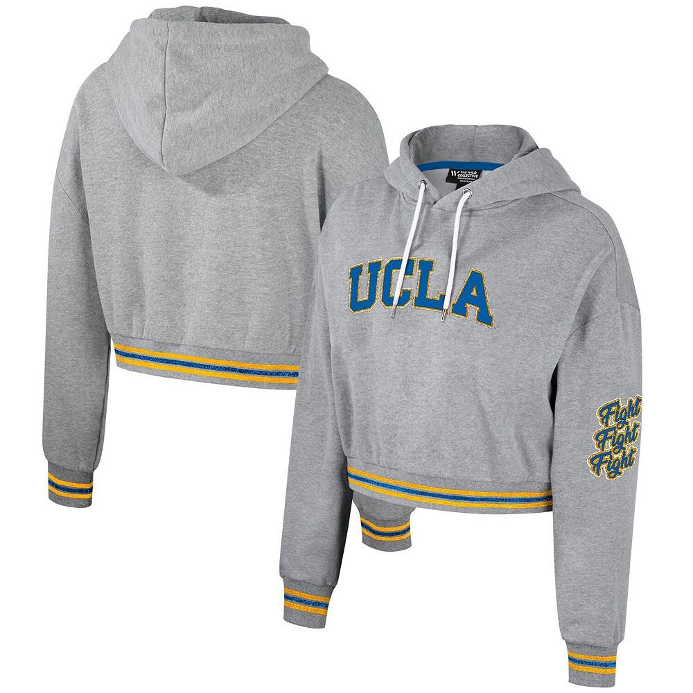 

Женский укороченный блестящий пуловер с капюшоном The Wild Collective Heather Grey UCLA Bruins, цвет Ucl Grey