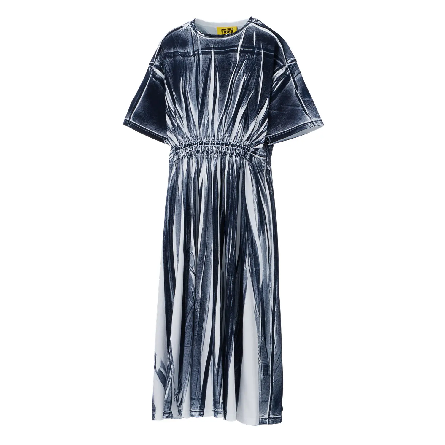 

Onitsuka Tiger Принтованное платье с коротким рукавом SS25 для женщин белое/темно-синее