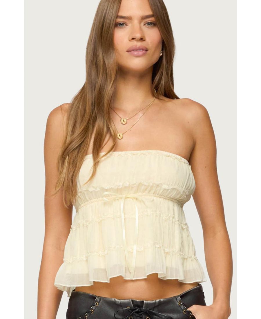 

Женский топ без бретелей из шифона с оборками Seren Edikted, Cream