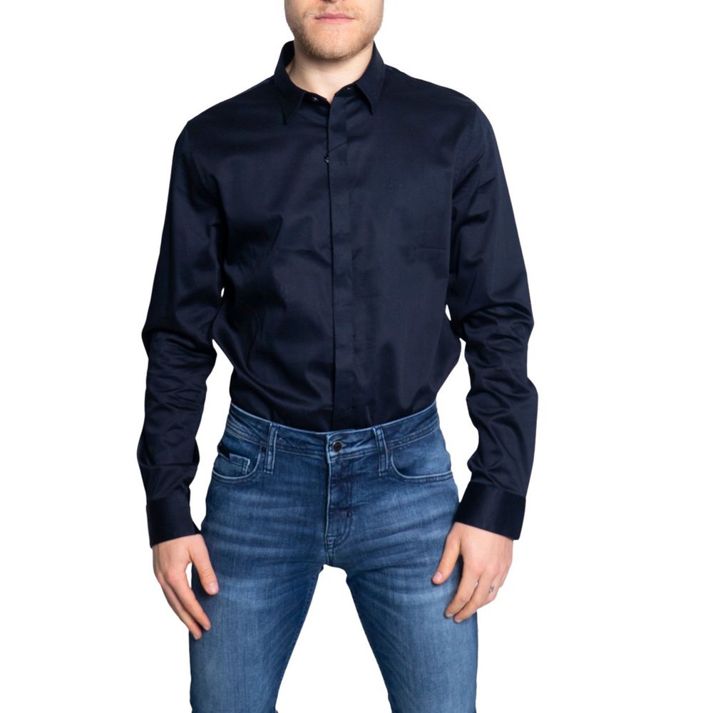 

Синяя хлопковая рубашка Armani Exchange