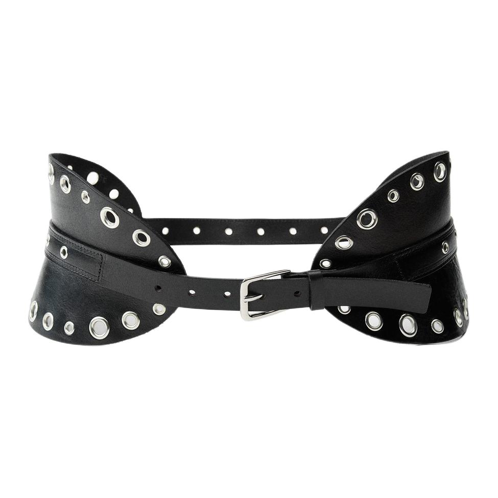 

ZARA Ремень женский из коровьей кожи black ширина 14см