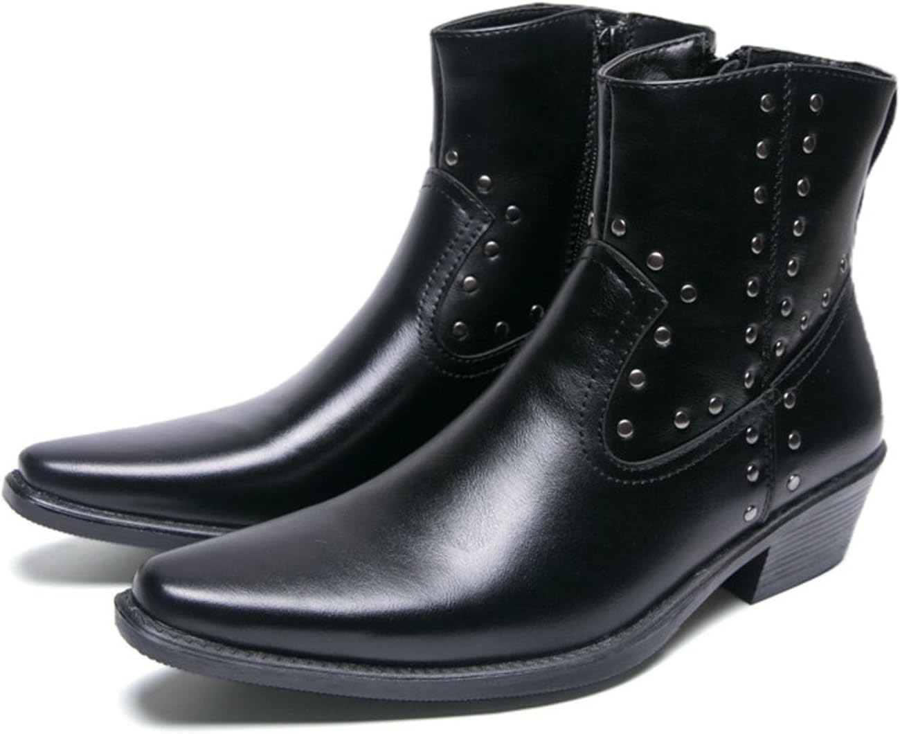 

Мужские ботинки челси на массивном каблуке с заклепками, боковой молнией, модные ботинки-чукка с острым носком и блочным каблуком, водонепроницаемые, в стиле ретро, для работы, вечеринок, торжественных случаев Dfhaslkle, черный