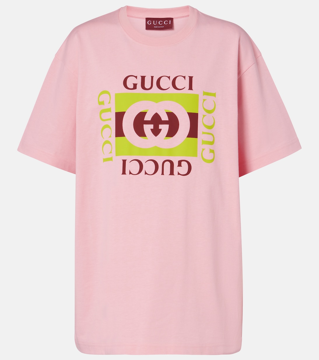 

Футболка из хлопкового джерси с логотипом Gucci, Hued Blush/Mc