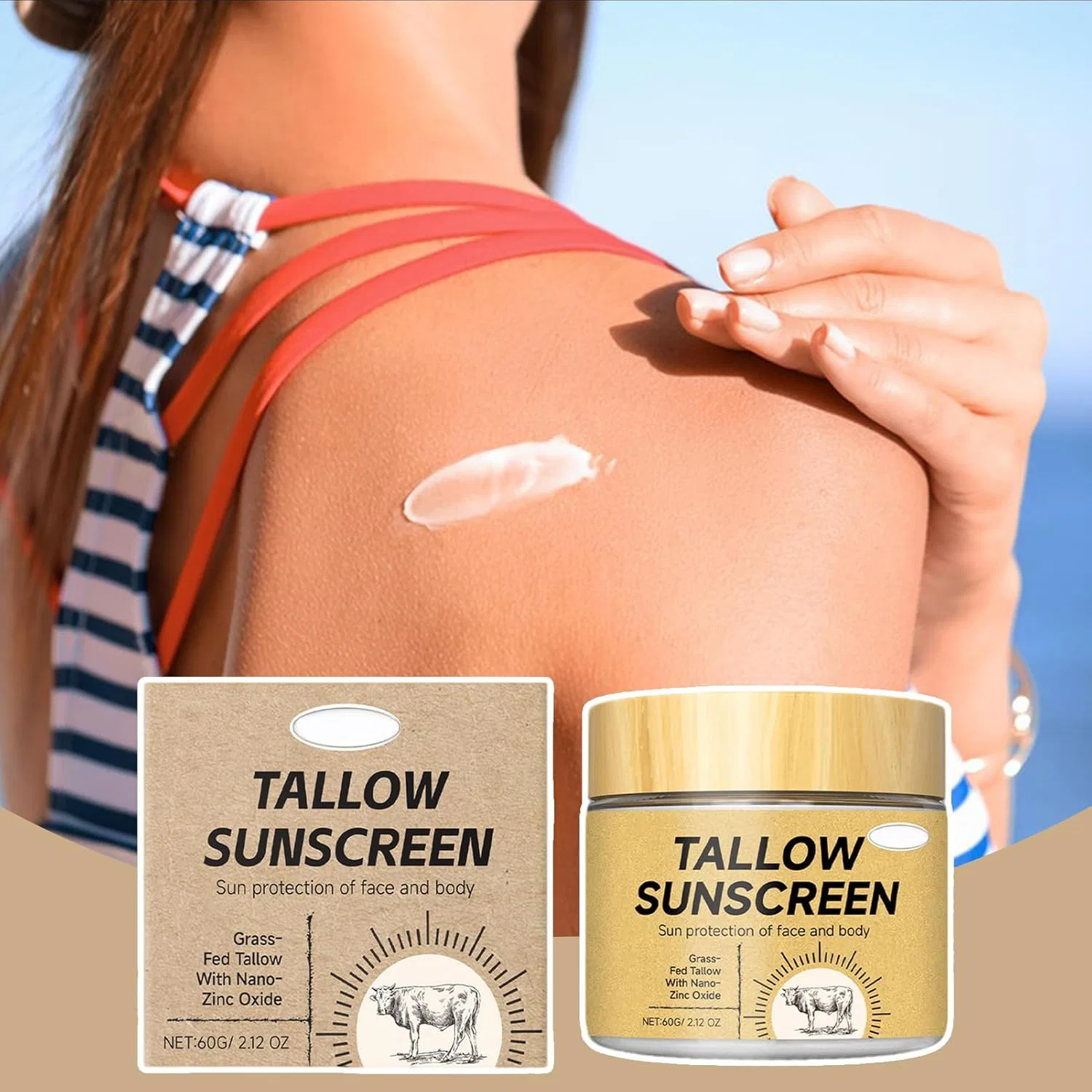 Солнцезащитный крем с говяжьим жиром SPF 30 (60 г) Acarey, E*1 — фото 4
